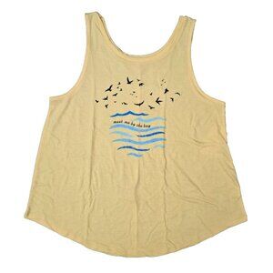 St. John's Bay- Women's Yellow Tank Top, Size PM- Says meet me by the bay